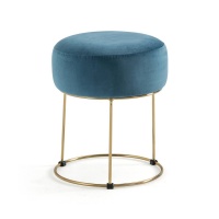 Пуф Круглый из велюра Luxore единый размер синий LA REDOUTE INTERIEURS  фото, kupilegko.ru